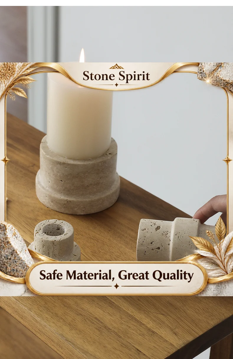 【Premium】French Designer Vintage Stone Candle Holder Natural Porous Marble Agate Jade Base Boho Home Decor Luxury Gift