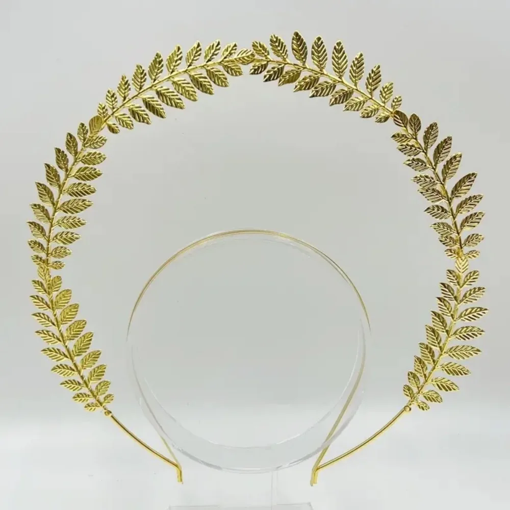 Gold Plated Halo Crown Wheat Ear Leaf Baroque Sun Goddess Crown Cross Exquisite Goddess Headpiece Artistic Photoshoot