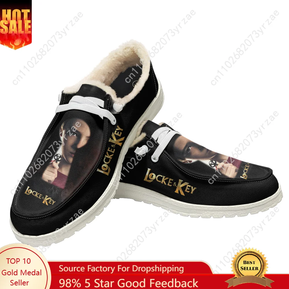 

Locke & Key Plush Flat Shoe Mens Womens Teenager Warm Shoe Indoor Outdoor High Quality Fashion Lightweight Shoes Custom Footwear