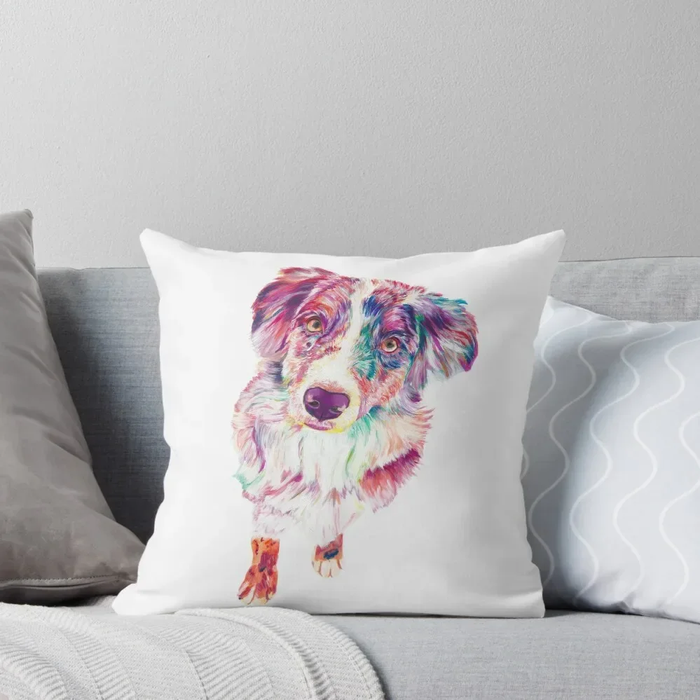 Multicolored Australian Shepherd Red Merle Dog Breed Throw Pillow Cushion Cover Set Pillow