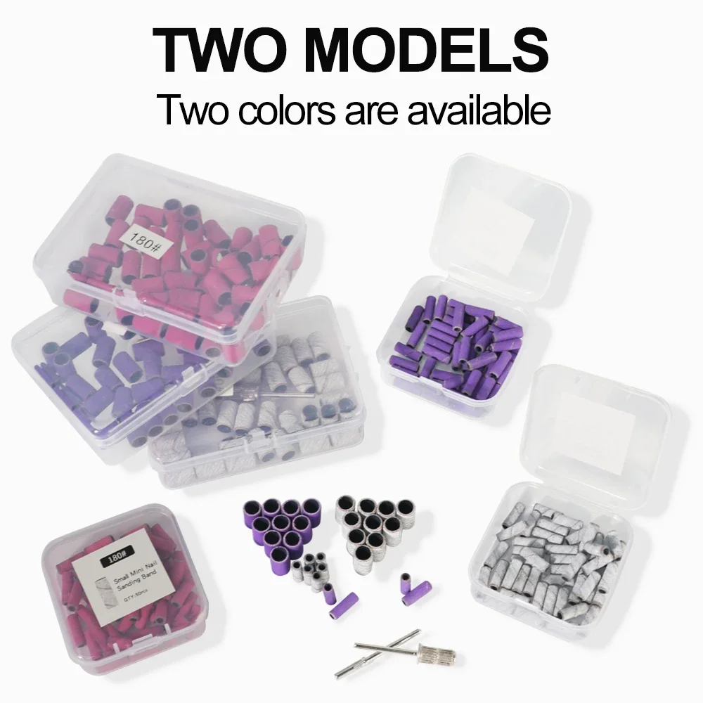 50 قطعة 180 # مجموعة أربطة الصنفرة مع عمود مثقاب الأظافر للأظافر، جل الأشعة فوق البنفسجية، مزيل طلاء الأكريليك، مجموعة أدوات رمل مثقاب الأظافر #4
