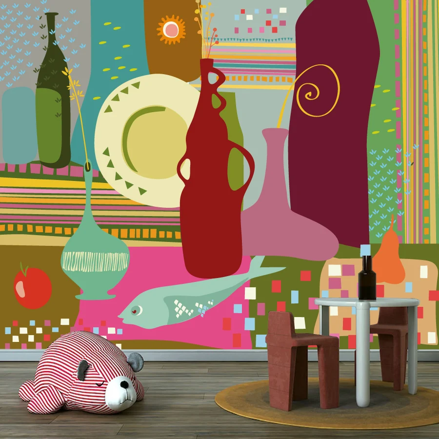 

Легко наносимые самоклеящиеся обои с мультяшным натюрмортом для гостиной и спальни, декоративные панно для стен, домашний декор, пейзажные фрески для ТВ-зоны