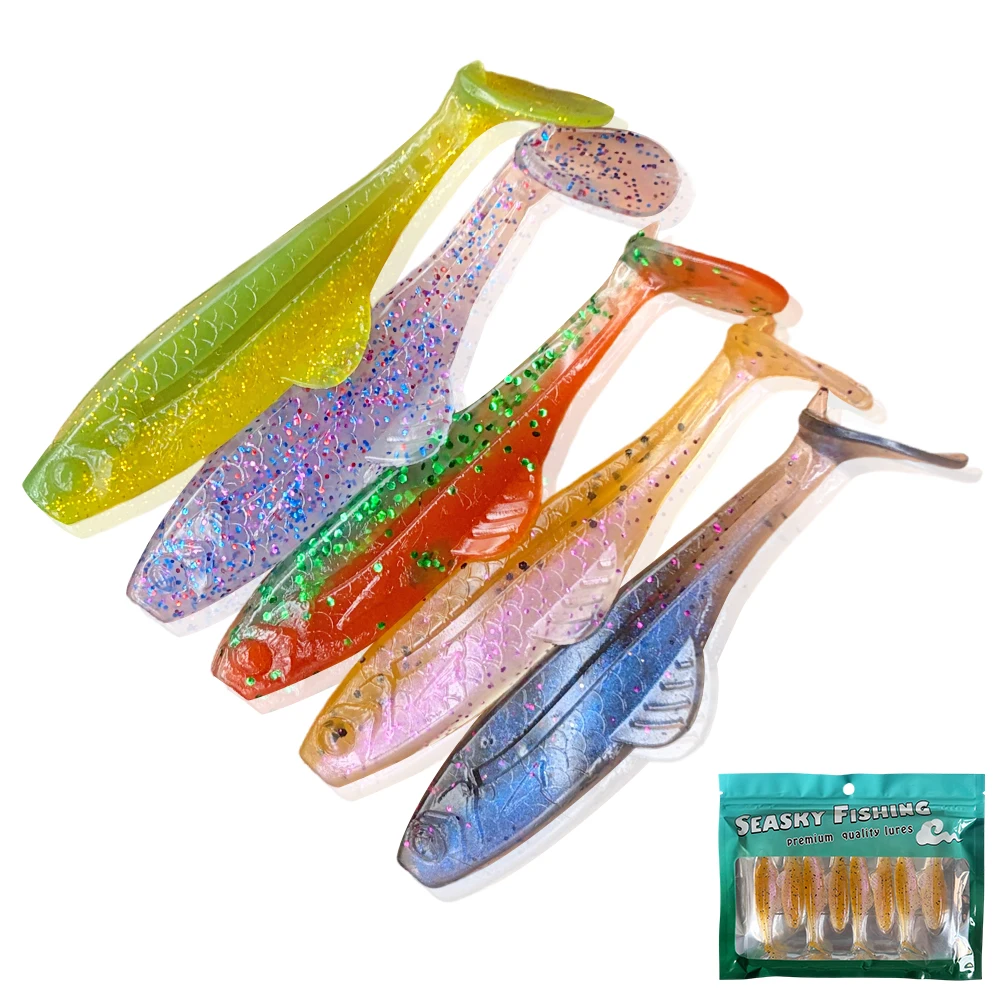 8 Stück Schwimmende T-Schwanz Weichköder 6,5cm 2,5g Glitzer Flexible Schwimmköder Künstliche Köder für Süßwasser Salzwasser Barsch Hecht – Detail 8