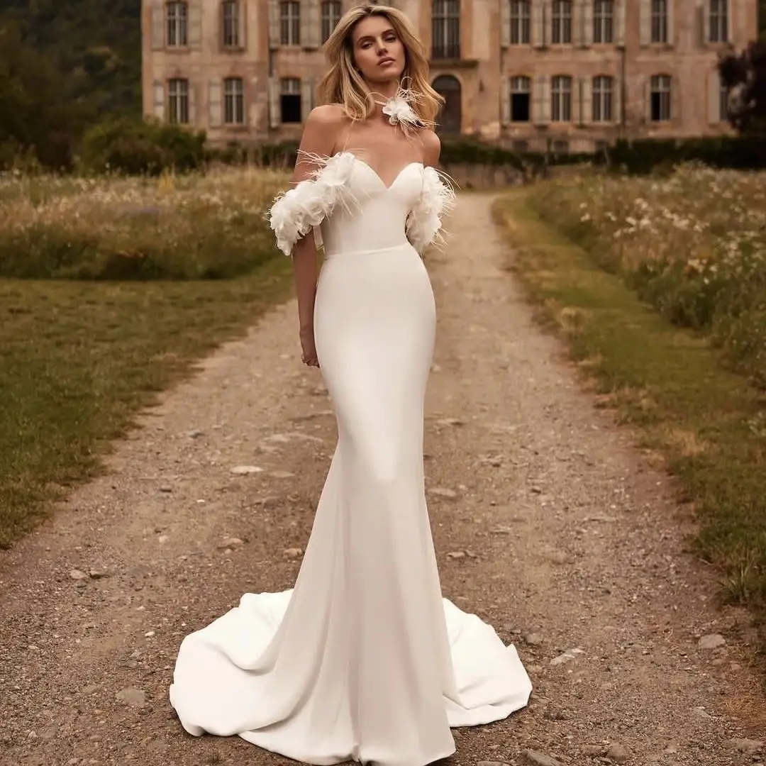 Robe de Mariée Sirène Sexy avec Traîne de Balayage pour Femme, Personnalisée sur Mesure, Élégante, pour Patients, Quelle que soit la Collection 2024