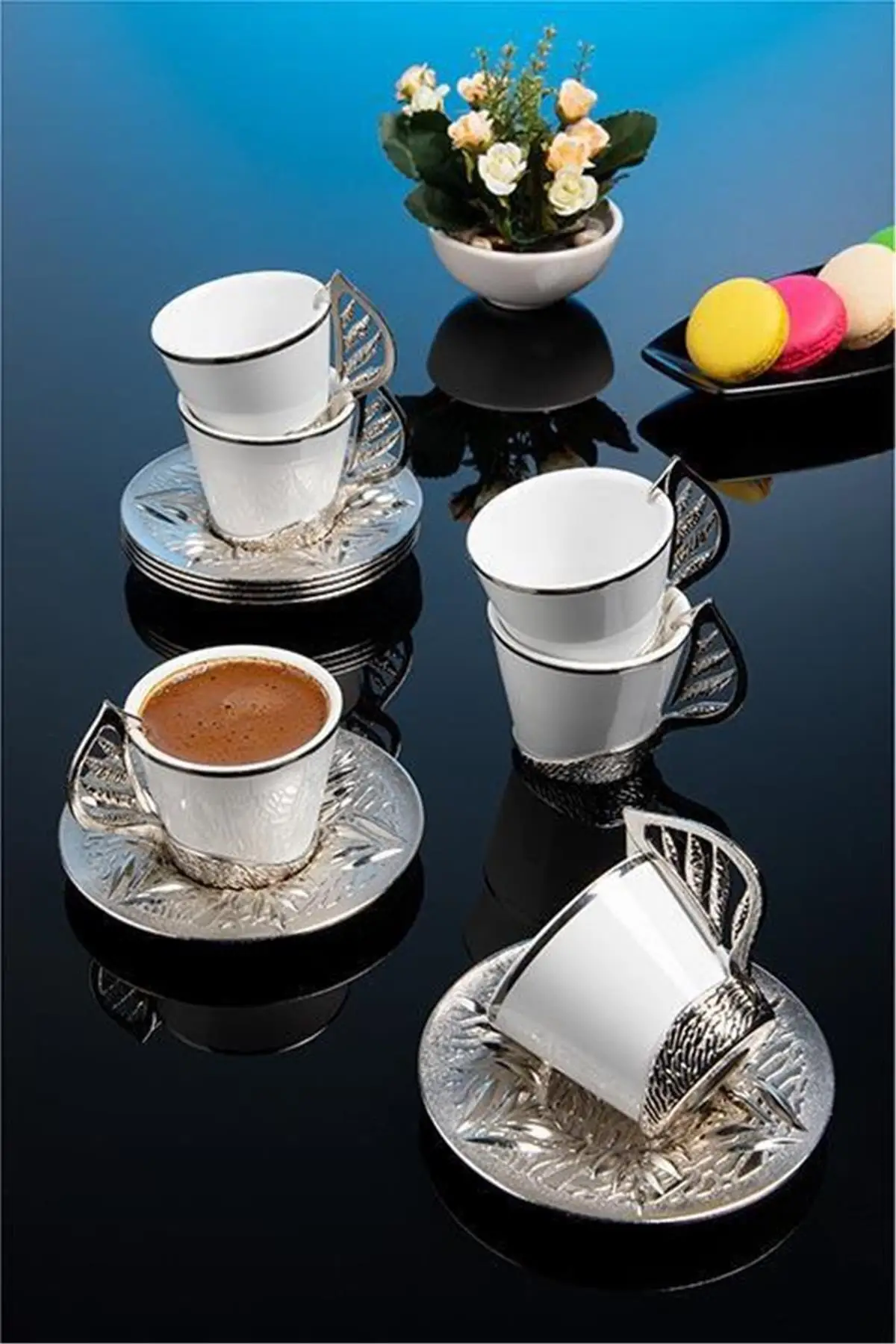 DOLBOVI porcelain bulk silver leaf bottom coffee set 352-k-y 18 handmade espresso cup