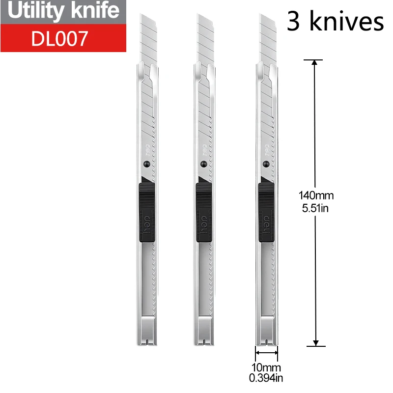 9mm Heavy Duty Utility Knife SK5 Staal Legering Lemmet 60 °   Zilverkleurige rand 0,4 mm dikke tapijt- en behangsnijder