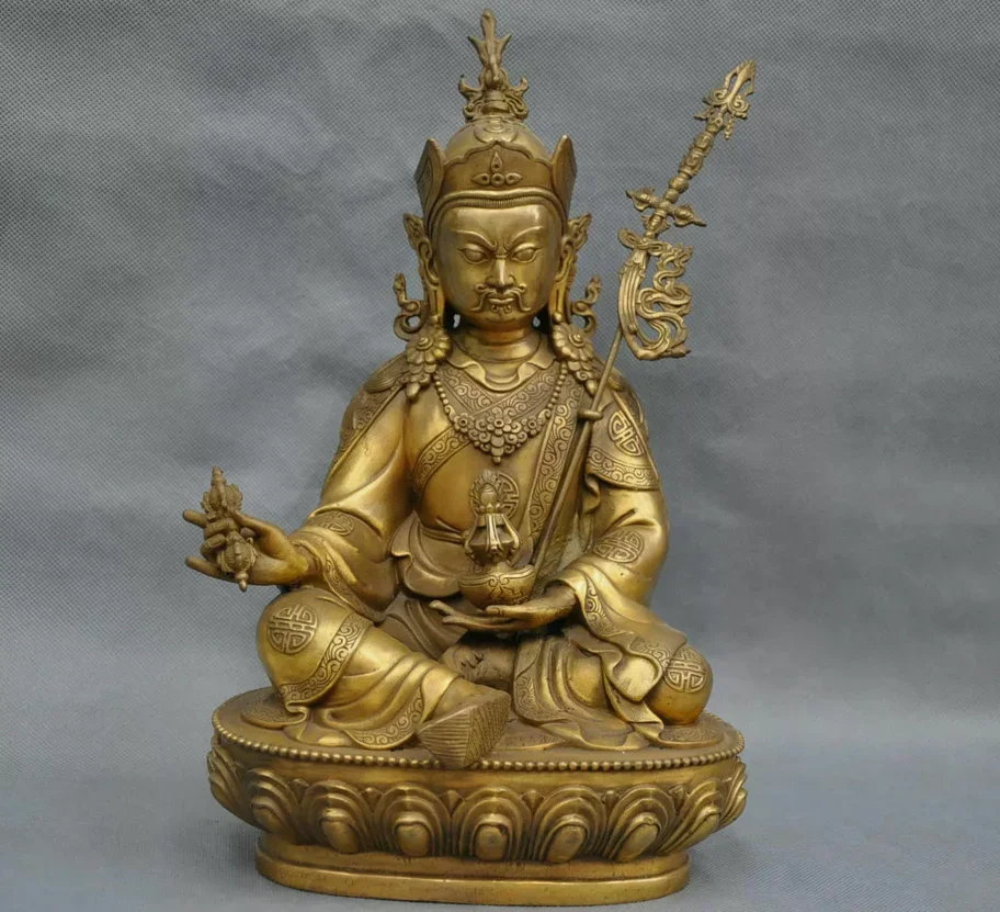 12inch copper Lotus Born Guru Padmasambhava Buddha Statue Rinpoche Orgyen menla