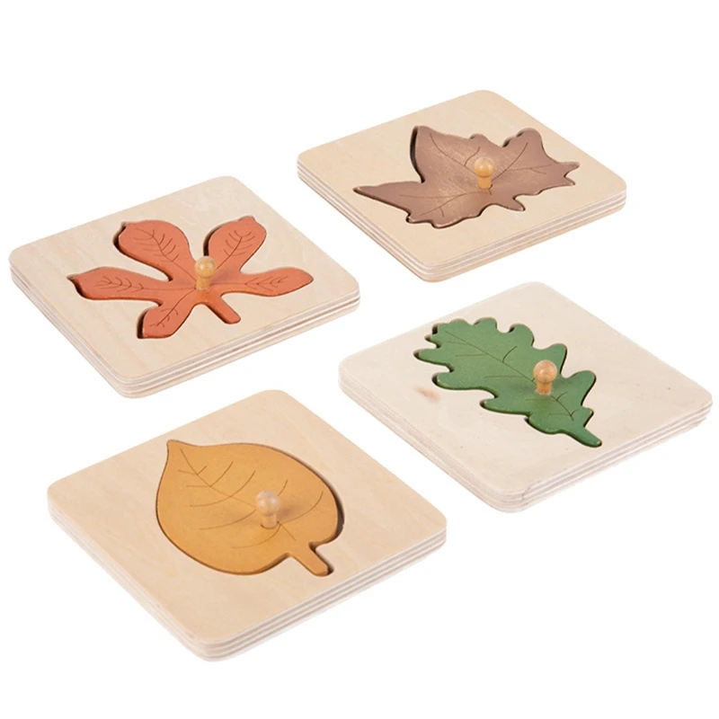 Montessori Tree Puzzle Wooden Leaf Puzzle Hand Scratch Board Jigsaw Early Education Cognitive Panel Teaching