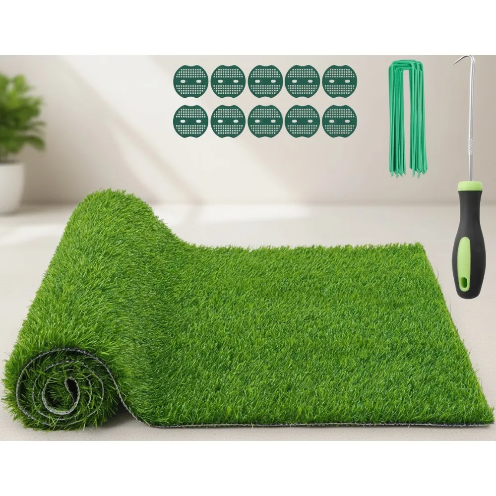 سجادة عشب صناعية واقعية للاستخدام الداخلي والخارجي: عشب مزيف صديق للحيوانات الأليفة مع تصريف، ديكور فناء شرفة الحديقة والحديقة #1