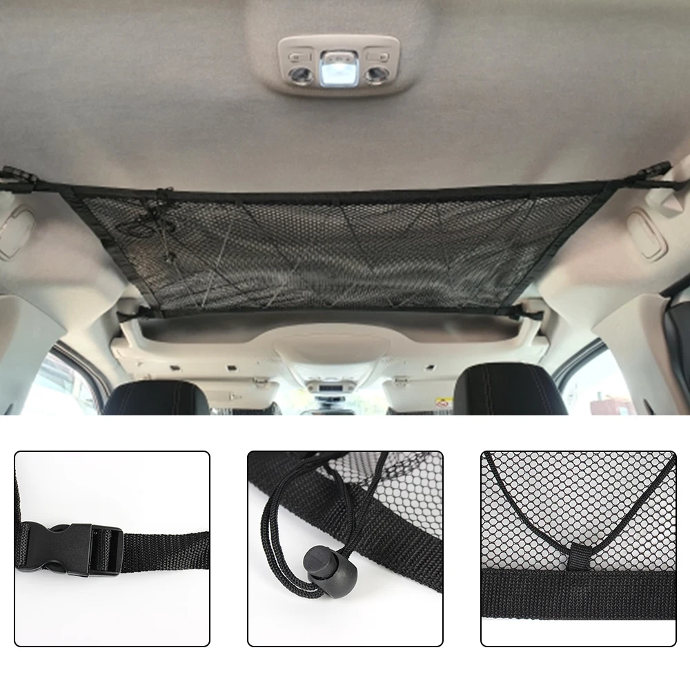 Bolsa de almacenamiento Universal para techo de coche, bolsillo de red de almacenamiento, bolsa de techo de carga Interior para furgoneta SUV