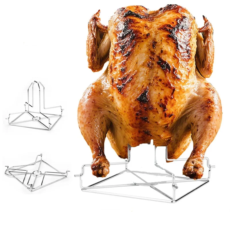 

Outdoor Stainless Steel Folding Chicken rack Can Chicken Roaster Portable Chicken RoasterBBQBarbecue Rack Beer Chicken Rack