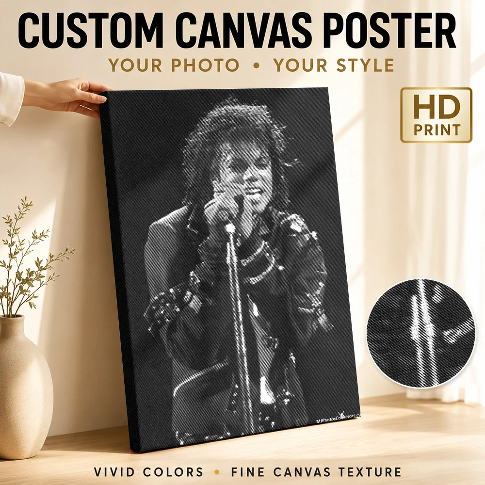 Michael Jackson Singing On Stage Canvas Poster Personalized Photo High Contrast Monochrome Wall Art For Home Recording Studio