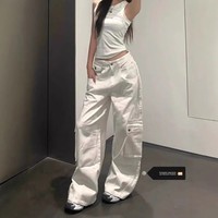 American Heavyweight Design High Waist Straight Leg Slimming Loose Wide Leg Workwear Jeans Women's Autumn White Denim Pants