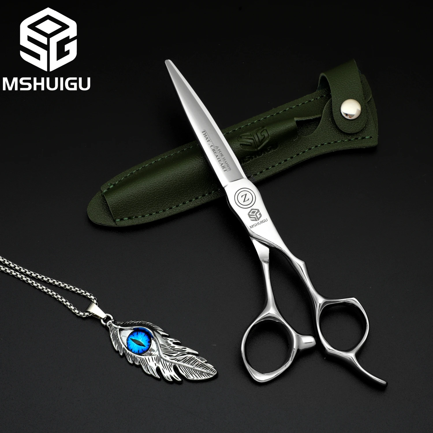 MSHUIGU 6.2-Inch Multifunctional Professional Hair Scissors Thinning Shears VG10 Stainless Steel Barber Shop Tools with Necklace