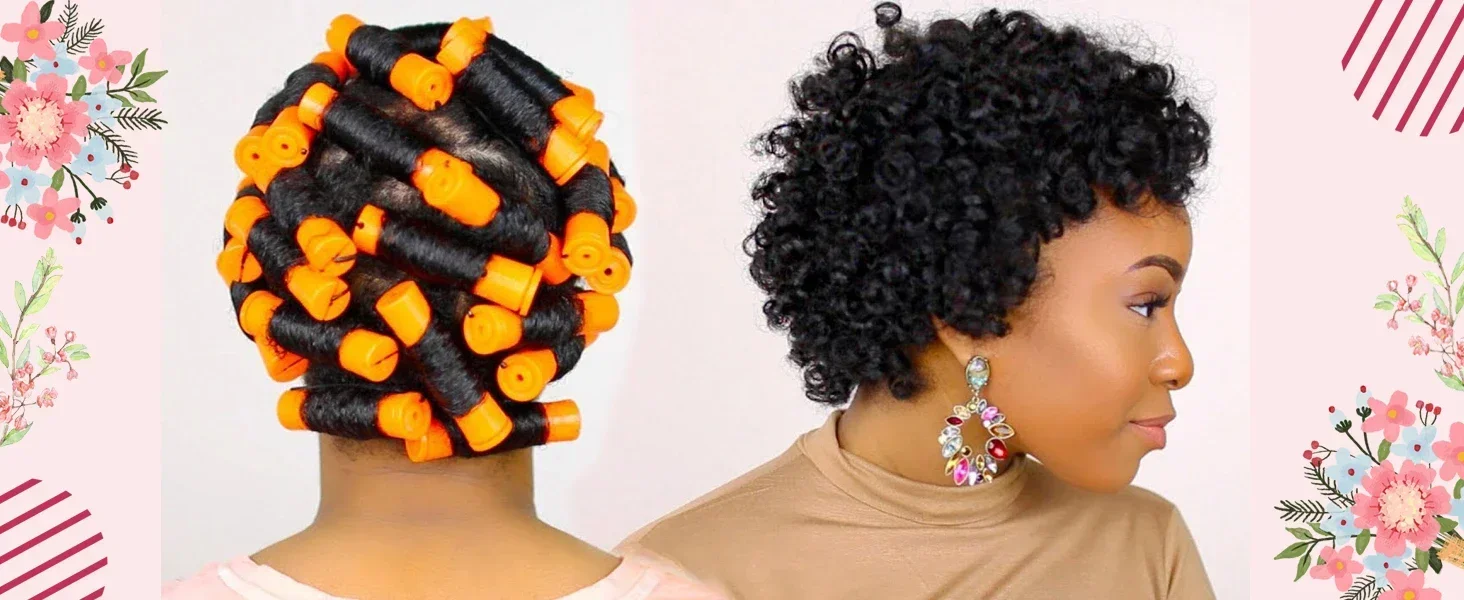 40pcs Cold Wave Perm Rods Set For Women's Long & Short Natural Hair - Plastic Orange Rollers For Curling And DIY Hairdressing