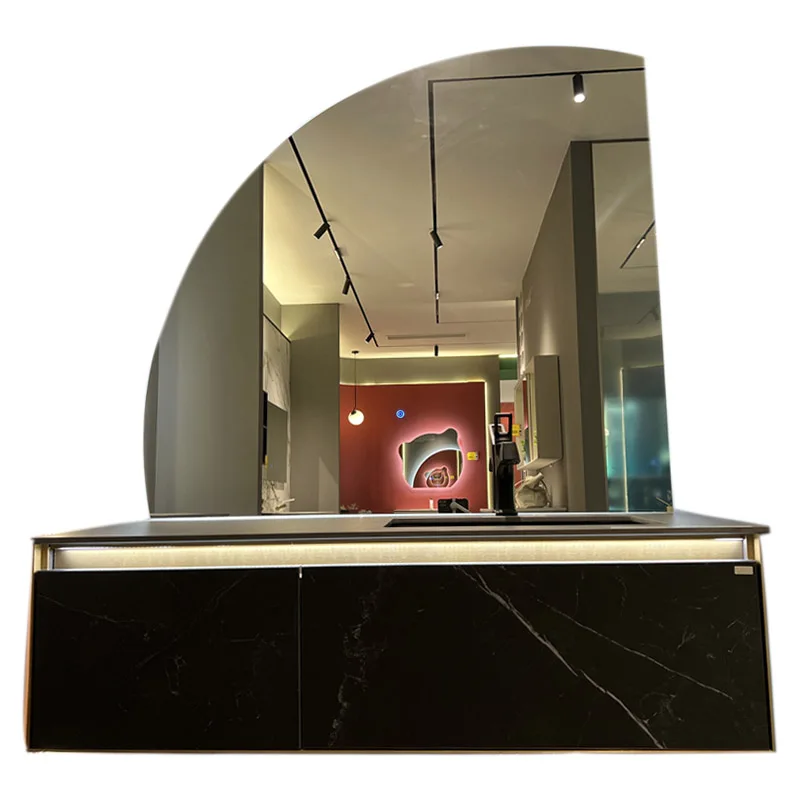 

Туалетный столик для ванной комнаты с деревянным шкафчиком Зеркало со светодиодом Туалетный столик для ванной комнаты