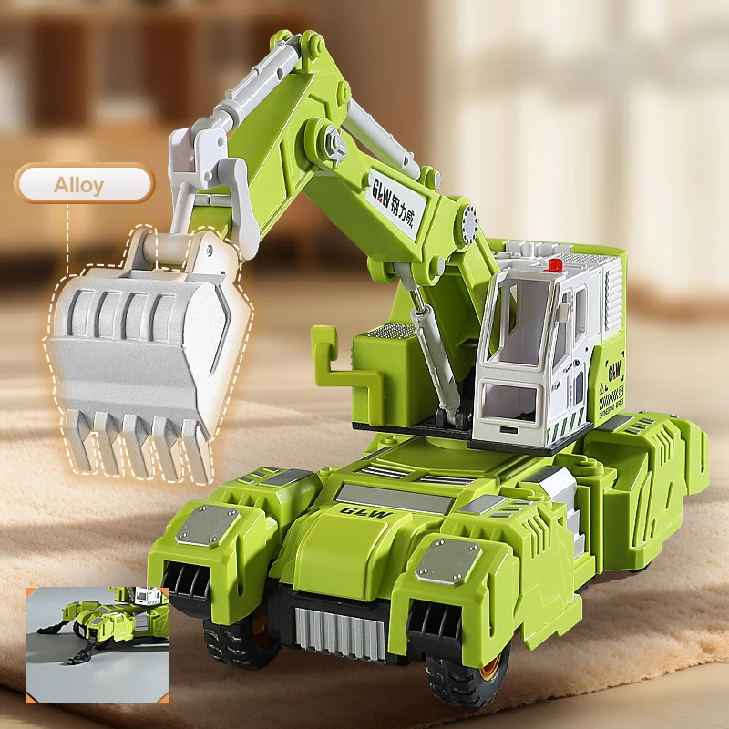 Vehículo de ingeniería transformable 1:40, coche de juguete, grúa, excavadora, aleación + Tractor de plástico, vehículo inercial para niños, regalos