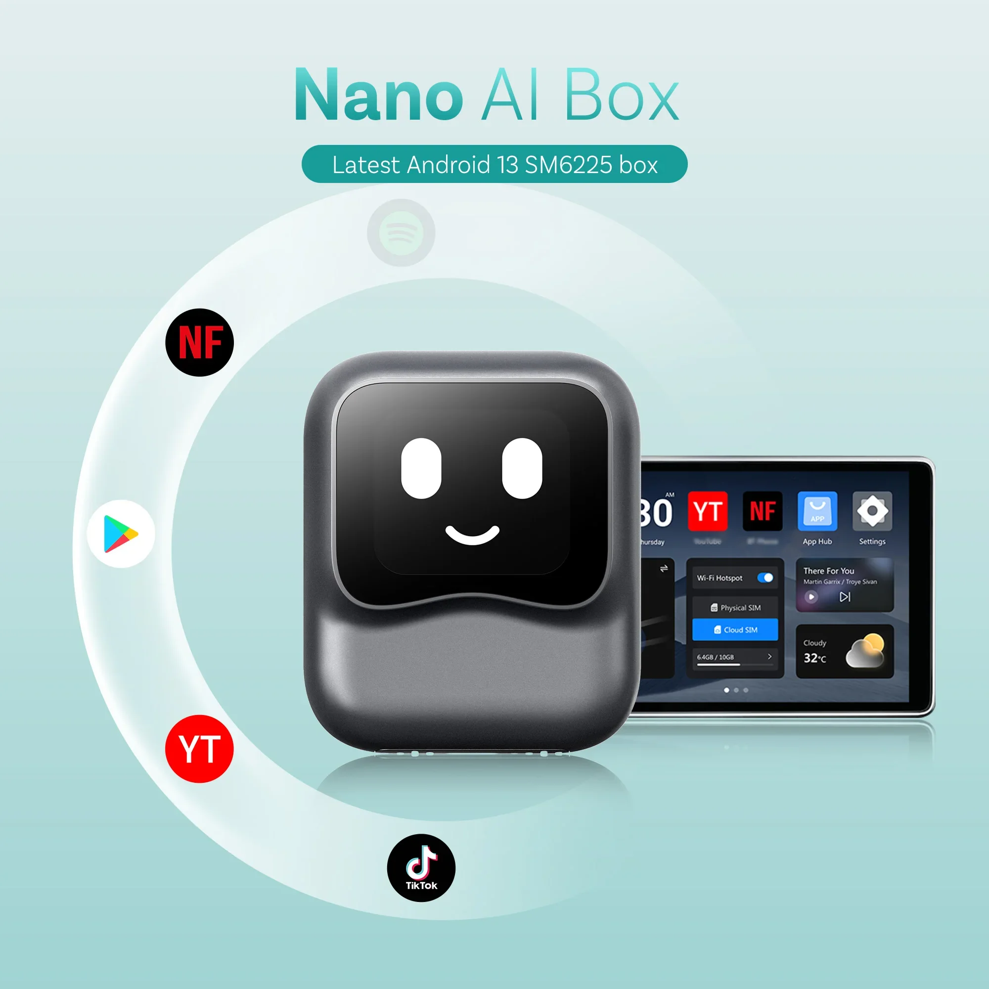 

OTTOCAST Ottaibox Nano Android 13 Wireless CarPlay Android Auto AI Box for Netflix Car Accessories for Benz Audi VW Ford Toyota