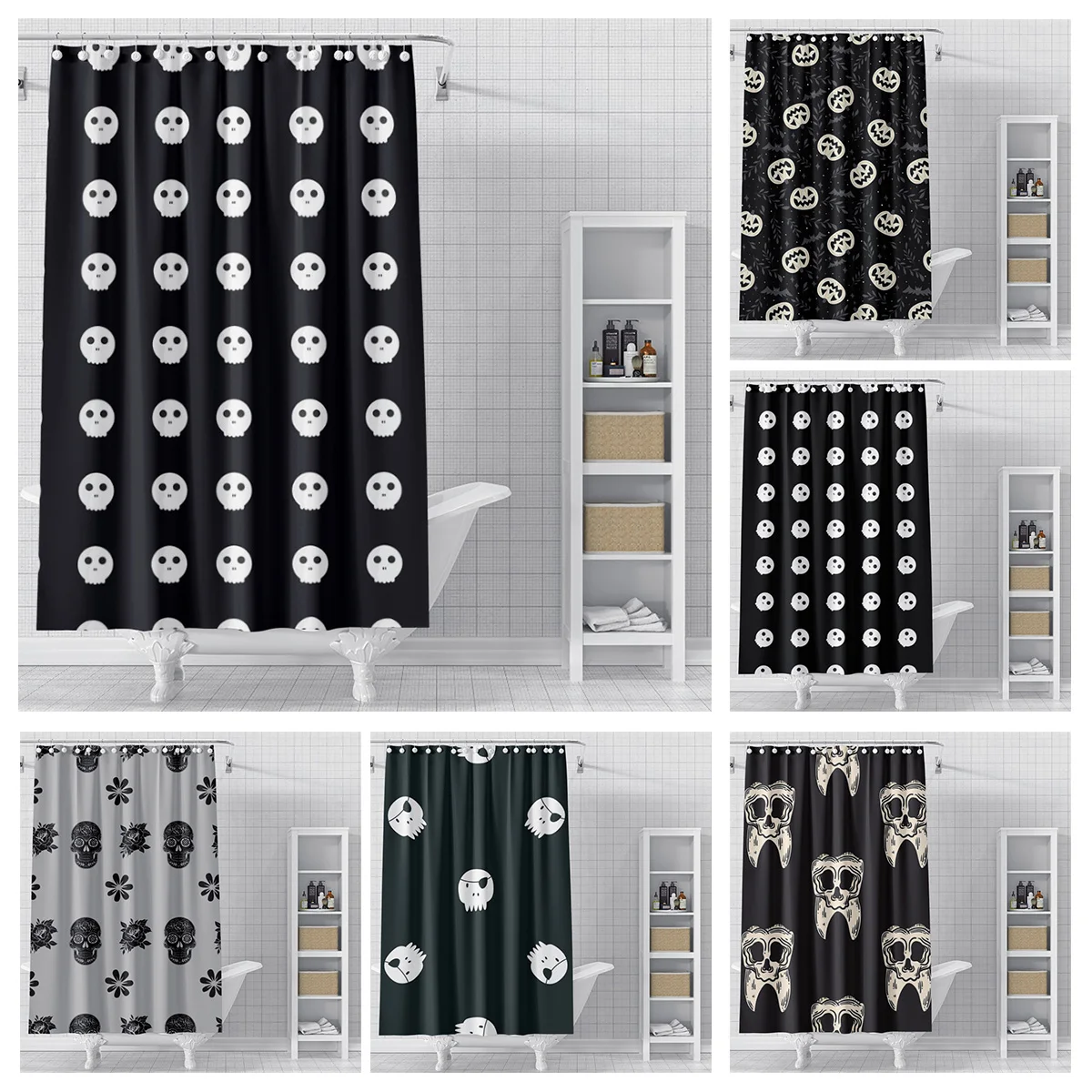 Home decoration shower curtains for bathroom waterproof curtain fabric Modern Nordic style Living Room Halloween Autumn Pumpkin