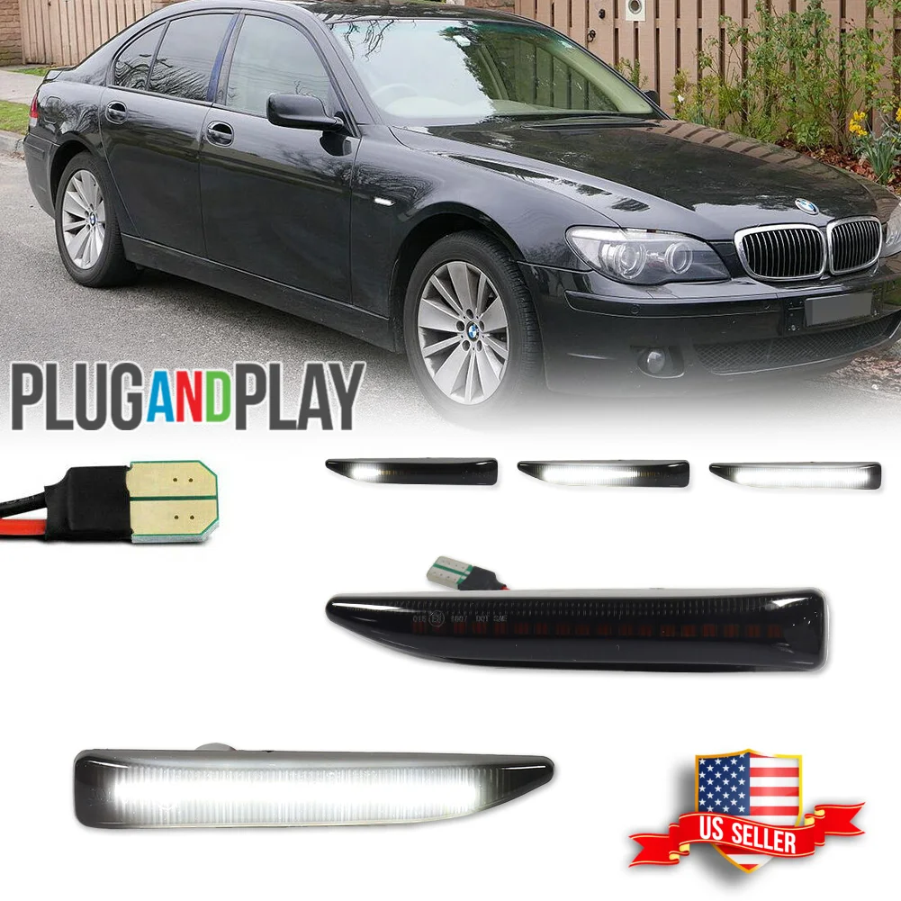 Dynamic Sequential Blink Amber LED Side Marker Light For BMW 7 Series E65 E66 E67 E68 2001-2008 Turn Signal Fender Flare Lamps