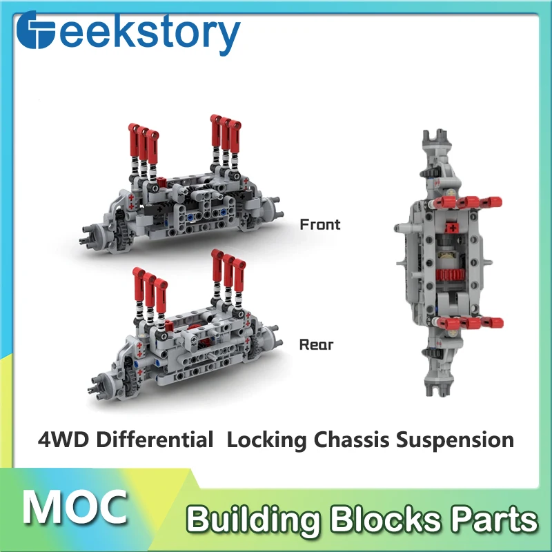 Front/Rear Suspension Differentials Lock MOC Building Block Parts Differential 4WD 4 Wheel Drive Vehicle Chassis Car Puzzle Toys