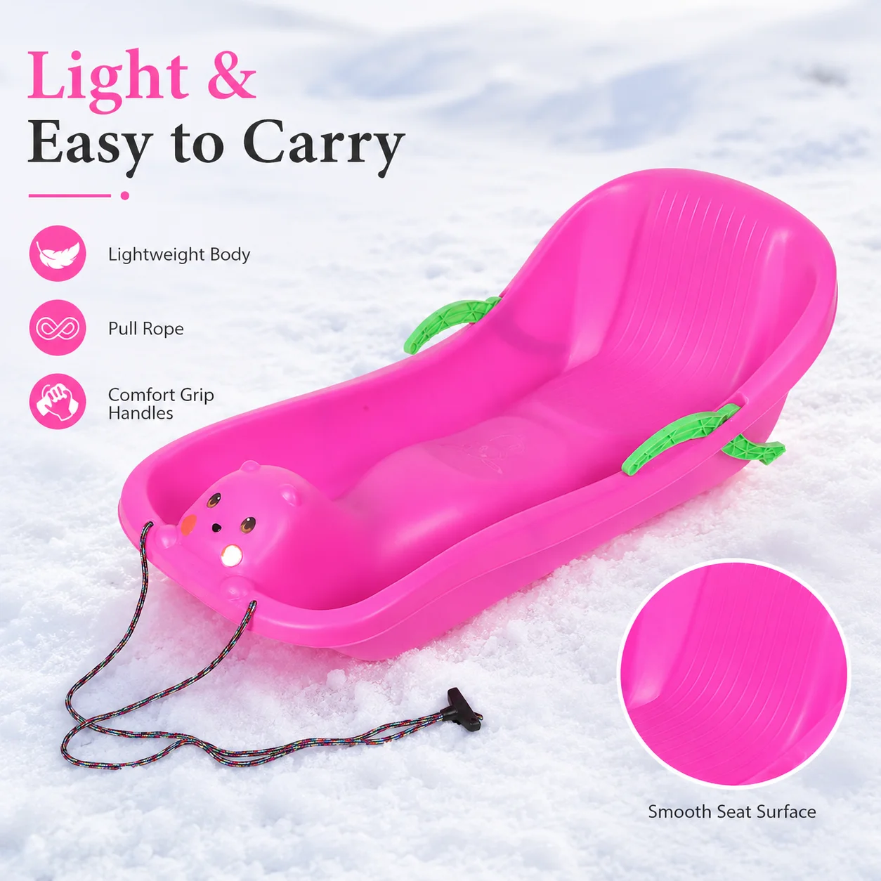 Best-selling Plastic Inflatable Thickened Lightweight Snow Sled Easy Pull Side Grip Handles for Parent-child Outdoor Sliding