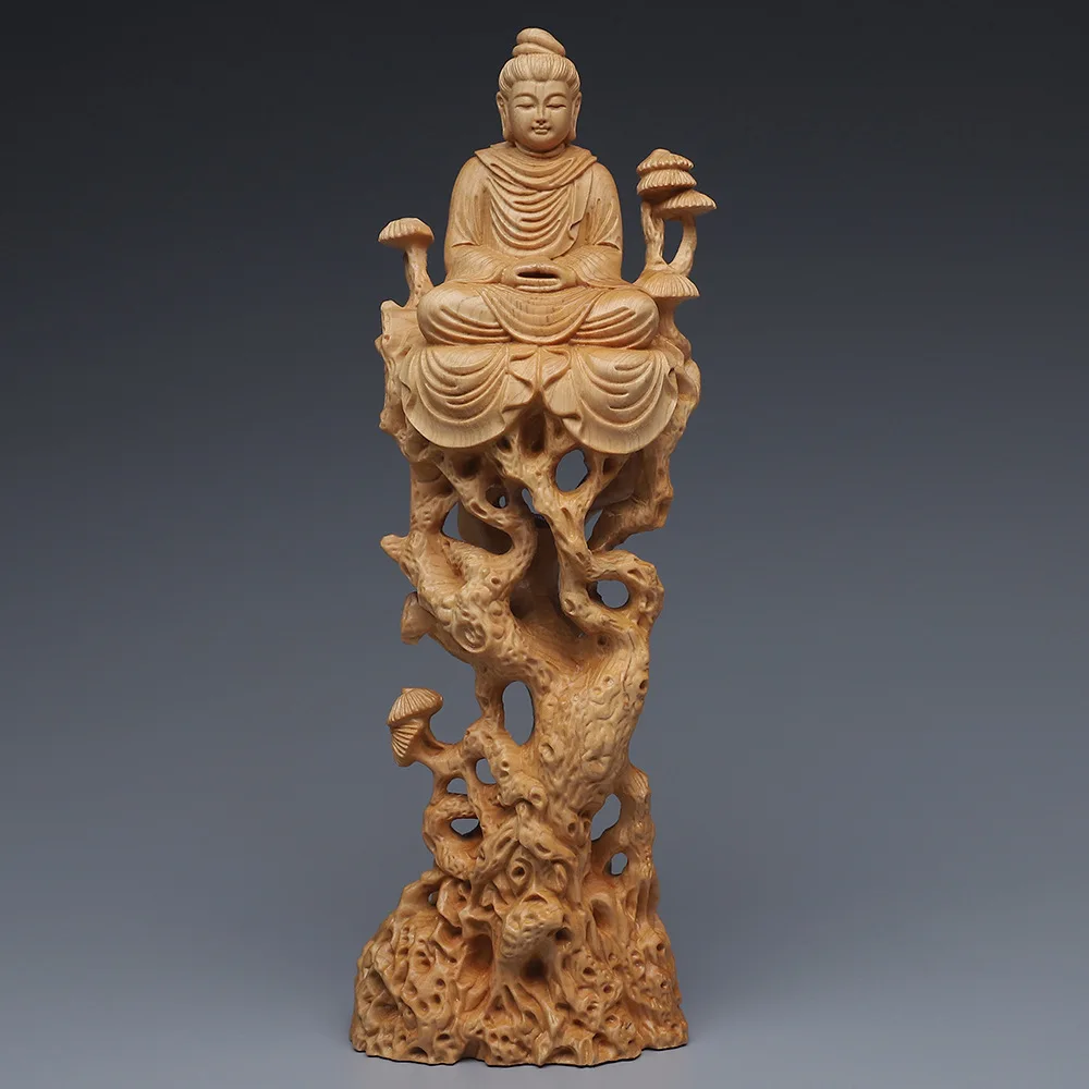 

wood carving guanyin- Sakyamuni Buddha Decorative Statue Wooden Tree Vine Art Carving Home decorative figures feng shui Statue