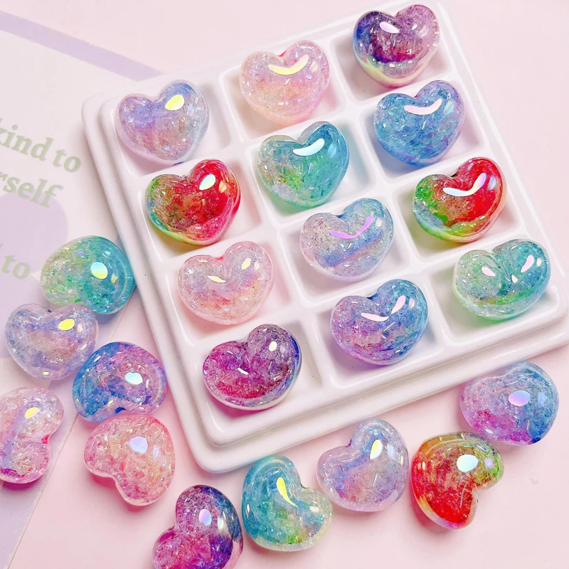 

18*22MM Kawaii Love Bicolor Gradient Straight Hole Beads DIY Cell Phone Keychain Bracelet Handicrafts Accessories Aperture 3MM