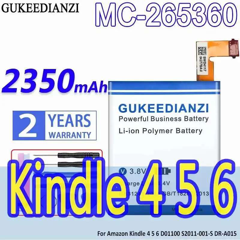 

Аккумулятор для планшета 2350 мАч для Amazon Kindle 4 5 6 515-1058-01 MC-265360 D01100 S2011-001-S DR-A015, металлическая версия