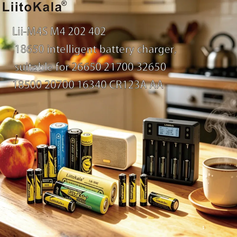 Liitokala Lii-M4S M4 202 402 18650 Intelligent Battery Charger, Suitable for 26650 21700 32650 18500 20700 16340 CR123A AA