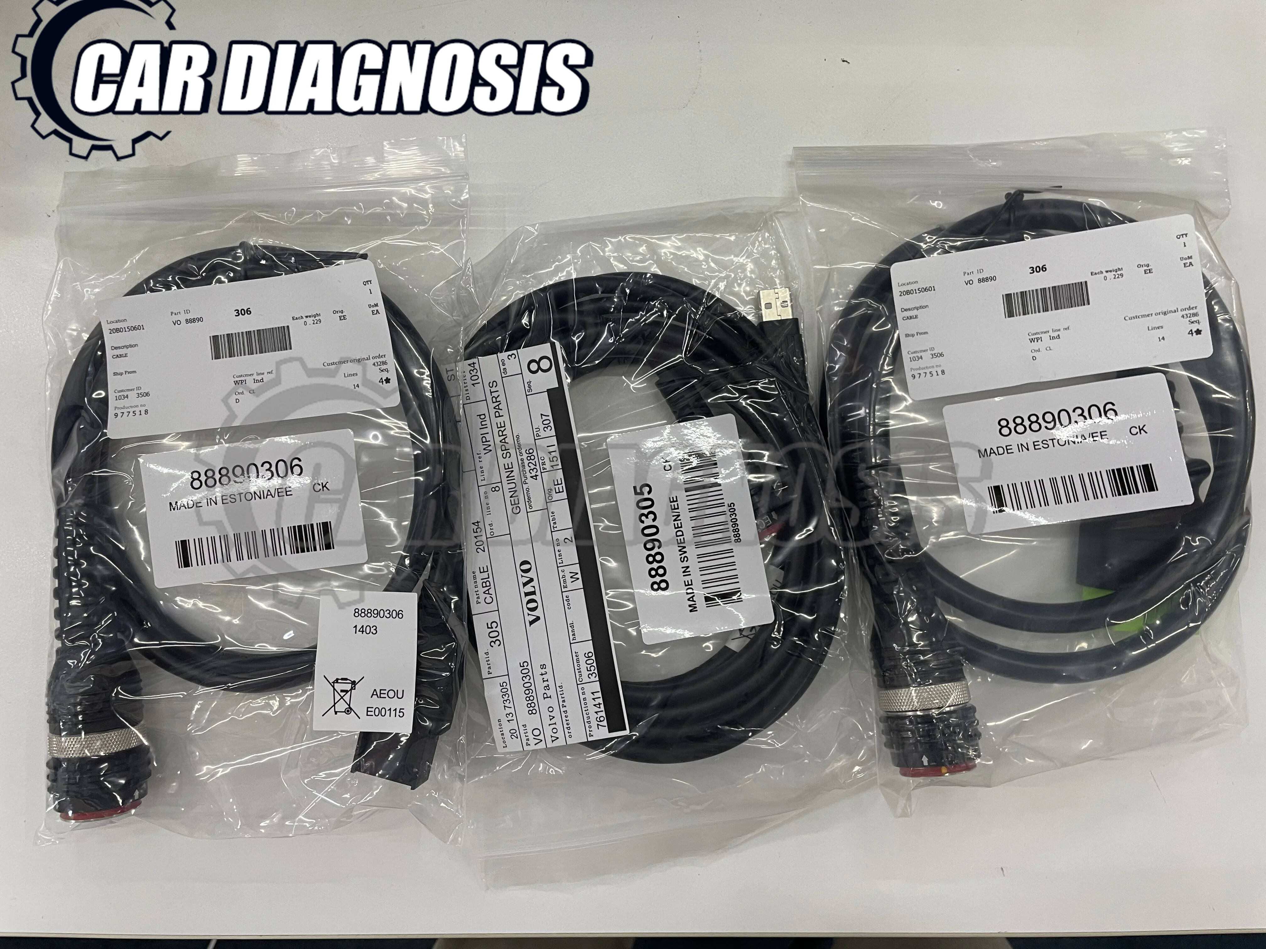 16 Pin OBD+USB+8 Pin Transfer Cables for Vocom 888900300 Vocom II for Renault/UD Excavator Construction Truck Scanner