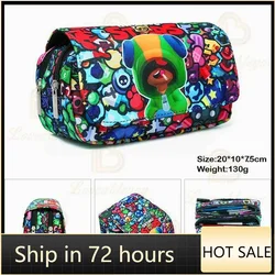 Kids Print Pencil Case Game Canvas Stretch Brawlers-Hero Double Layer Large Capacity Pencil Box Cute School Stationery