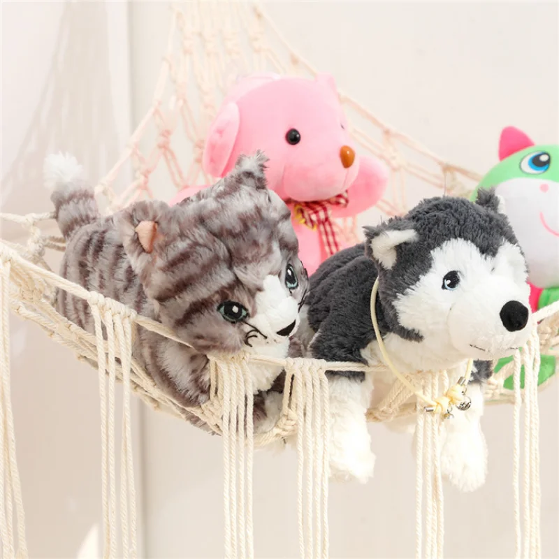 Large Toy Hammock Mesh Bohemia Weave Net Kids Bedroom Storage Stuffed Animals Display Holder Wall Hanging Storage Organizer