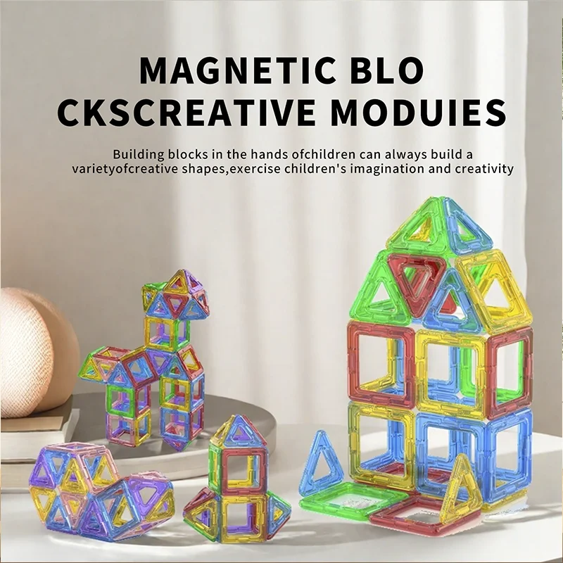 Große magnetische Bausteine – 3D-STEM-Pädagogisches Konstrukteurs-Set, Spielzeug zum Lernen und Geburtstagsgeschenke mit zufälliger Farbe