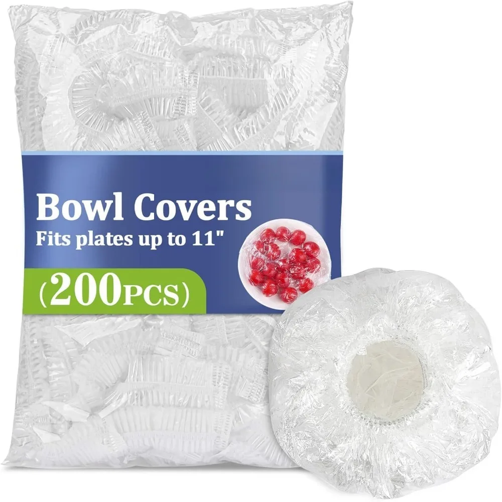 

200 крышек для чаш для расстойки хлеба - пластиковая упаковка среднего размера для выпечки на закваске, эластичные многоразовые крышки для тарелок, еда на открытом воздухе