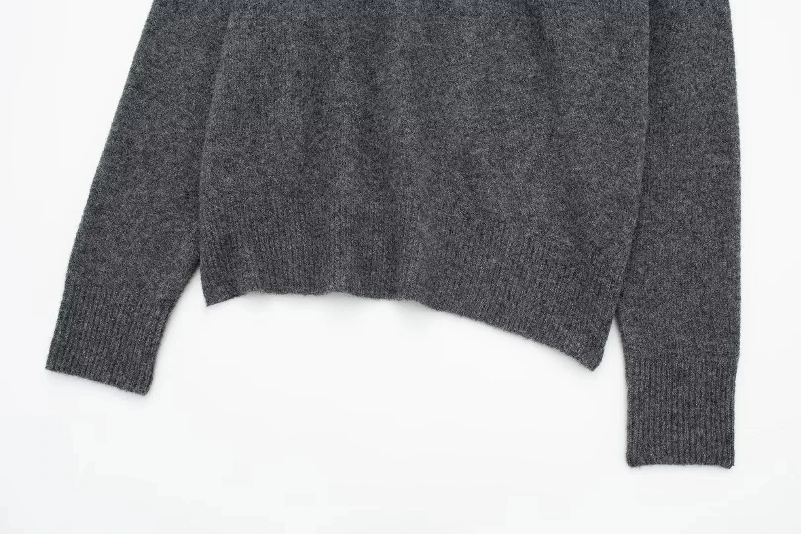 TRAF Off Shoulder Knitted Sweater For Women Ruched Cropped Sweaters Autumn Winter Grey Jerseys Woman Jumper Long Sleeve Top