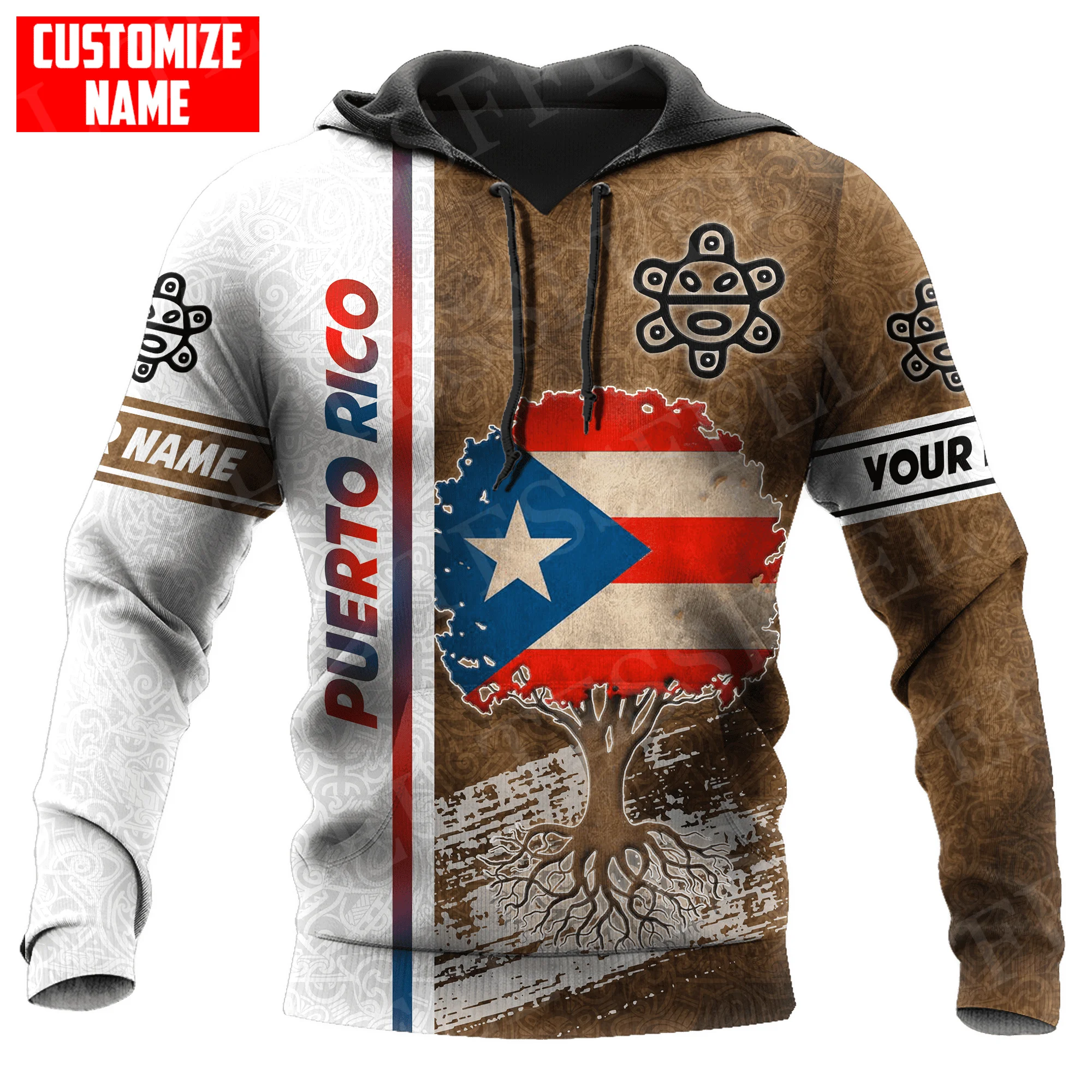 

Custom Name Puerto Rico Boricua Borikén Tattoo Retro Tracksuit Vintage 3DPrint Harajuku Casual Funny Pullover Jacket Hoodies X19