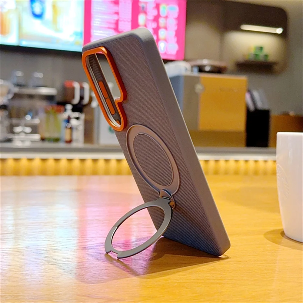 Obrotowy pierścień magnetyczny, składana podstawka magnetyczna, etui na telefon Samsung S26 S25 Edge S24 Ultra Plus, antypoślizgowa, teksturowana obudowa ochronna. — zdjęcie produktu 3
