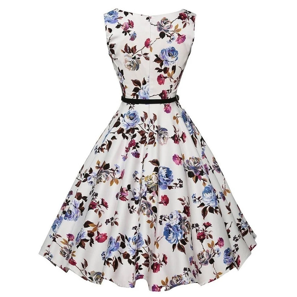 Vestido de Verano Retro Swing Casual con Estampado Floral Estilo Vintage Rockabilly 2