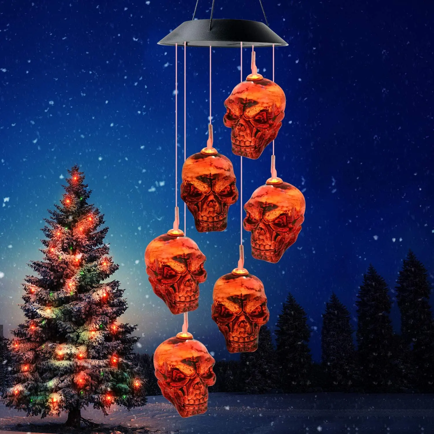 Skeleton Skull Wind Chimes Solar Wind Chimes Kids Gifts Decoration Outdoor Gift Garden Decoration Holiday Lights
