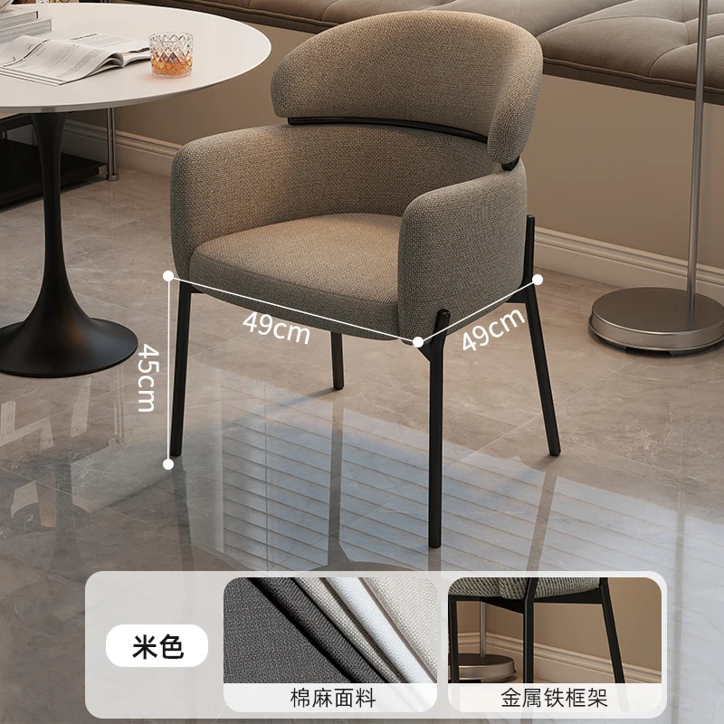 Italiaanse minimalistische vrijetijdsstoel Licht luxe huis Retro keuken Eetkamerstoel Lichte luxe high-end Scandinavische eettafel rugleuning
