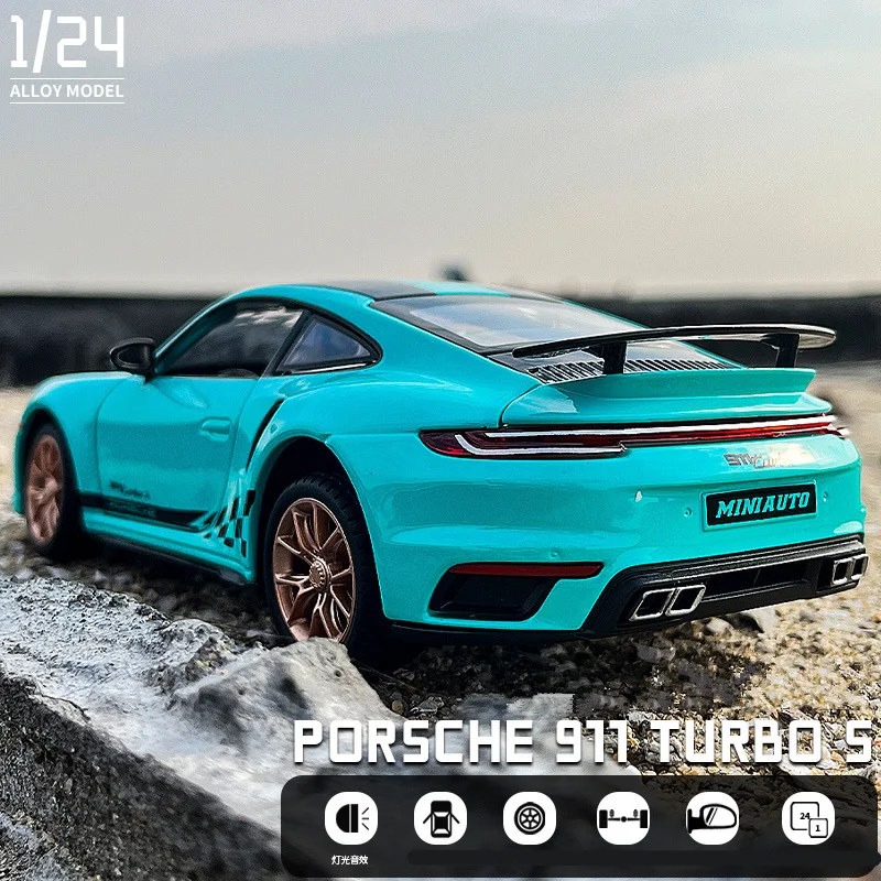 

1:24 Porsches 911 TARGA 4S Turbo S Alloy Sports Car Model Diecasts Metal Toy Car Model Simulation Sound Light Childrens Toy Gift