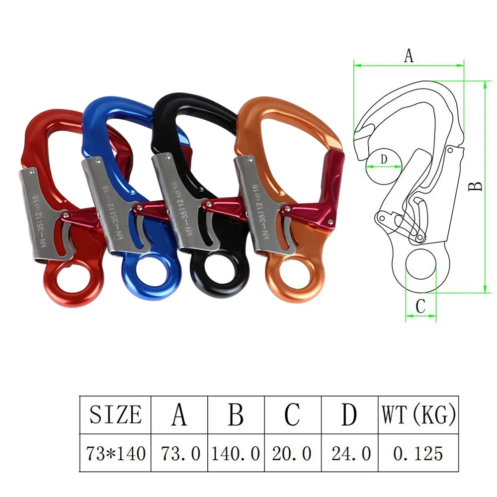 Aluminum Alloy Climbing Carabiner Double Lock Snap Hook Rock Climbing Harness Tool High Performance for Outdoor Climber & Mounta