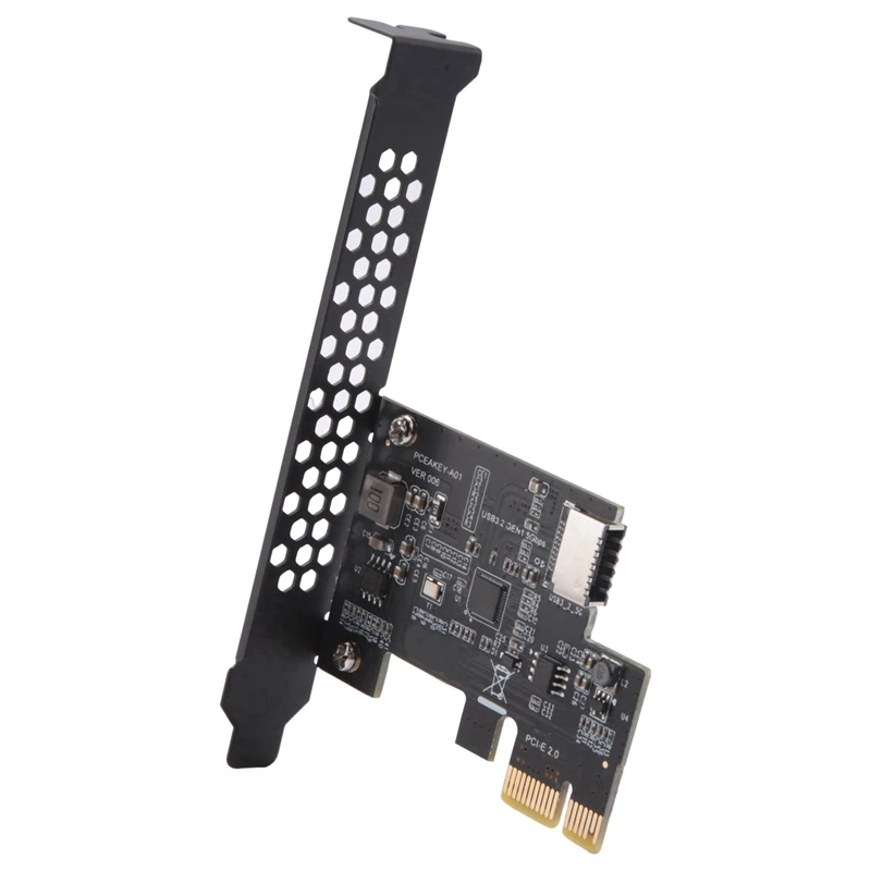 Quente ttkk 2x pci-e 1x para usb 3.2 gen1 5gbps tipo-e a-key placa de expansão, painel frontal tipo-c interface para computador desktop (asm1042a)