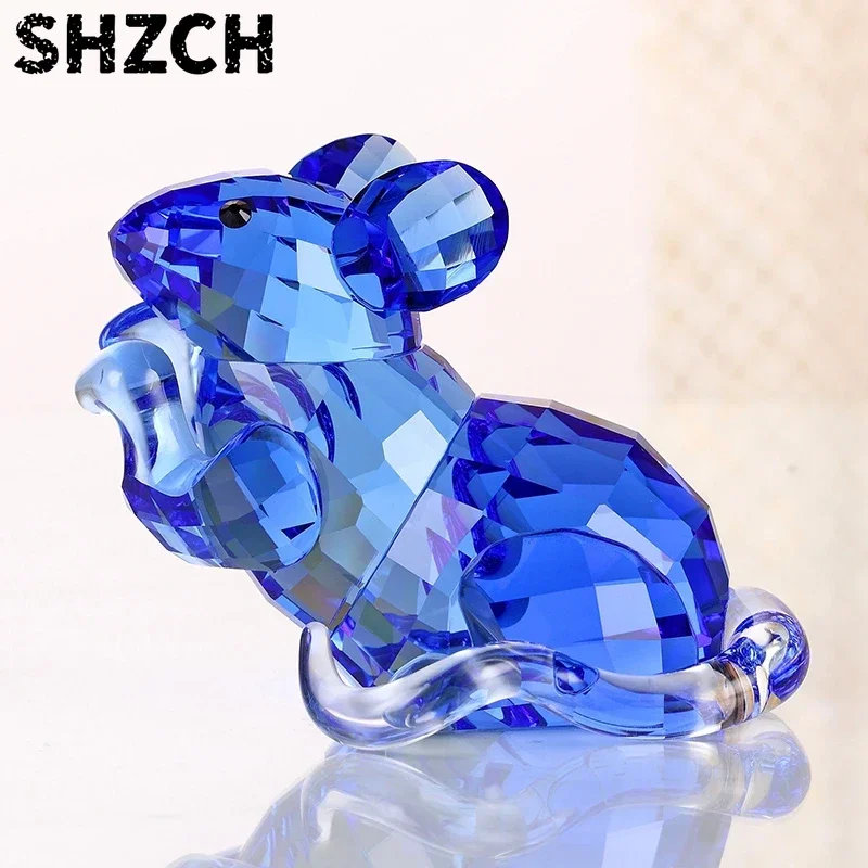 Crystal Rat Zodiac Figurine Mouse Desk Decor for Office Feng Shui Chinese Zodiac Birthday Gift Charm Festival Home Ornament