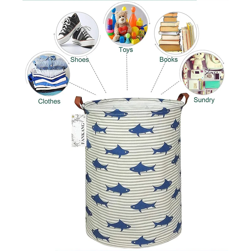 40*50cm Laundry Basket Foldable Canvas Large Dirty Clothes Toys Storage Bags Foldable Hamper With Handles Home Organization