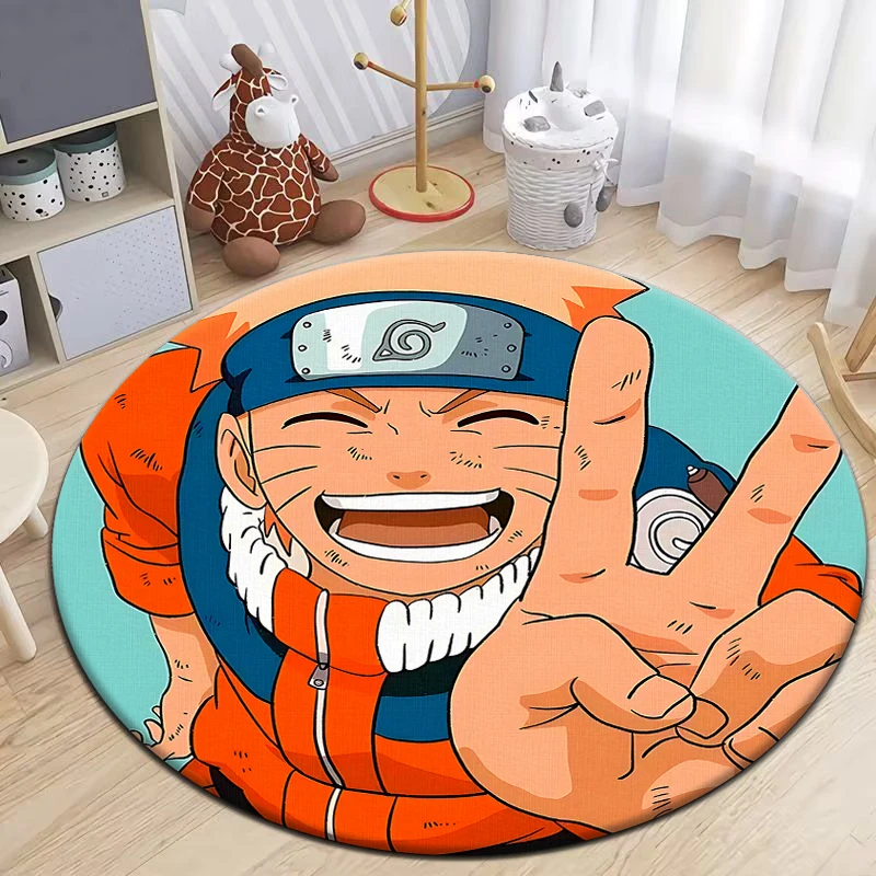 

Sasuke and Naruto Round Carpet for Living Room Rugs Camping Picnic Mats Flannel Anti-Slip Rug Yoga Mat Gifts