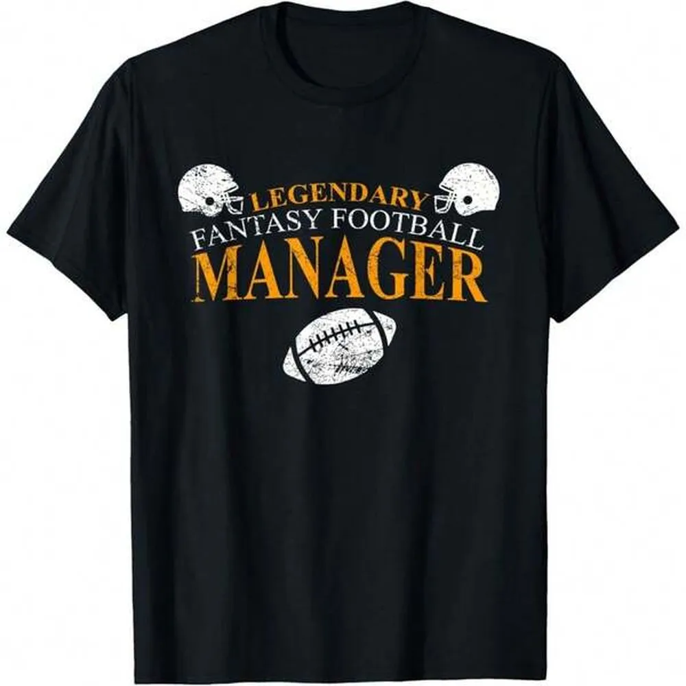 180GSM Pure Cotton Printed T Shirt Legendary Distressed Fantasy Football Manager Graphic Soft Knit Machine Washable Casual Tee For Sports Fans