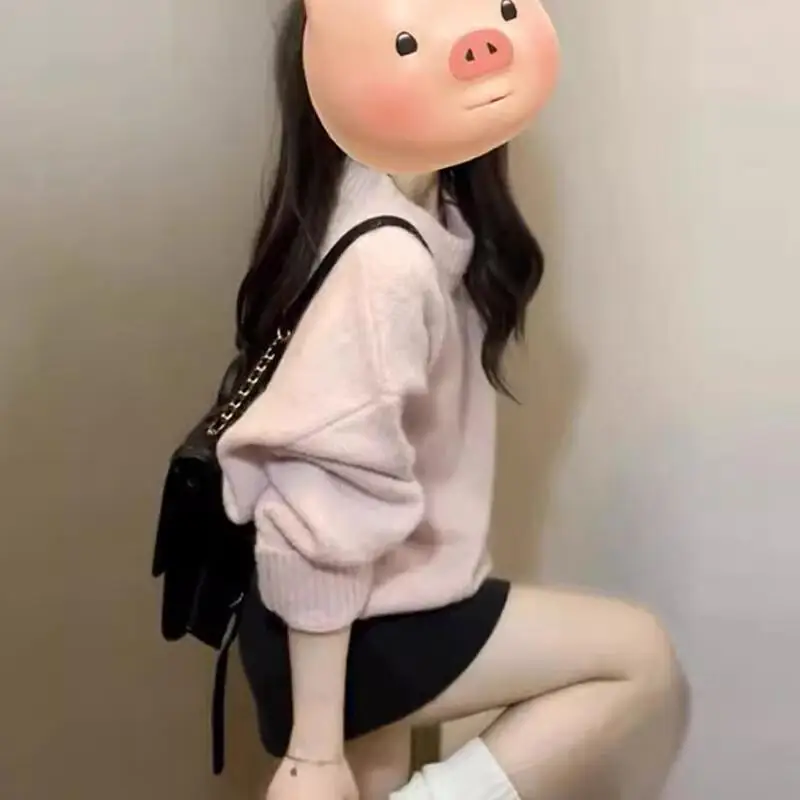 

Pullover sweater for women, autumn and winter 2025 new style, soft, lazy, gentle style, Korean style, thickened knitted tops