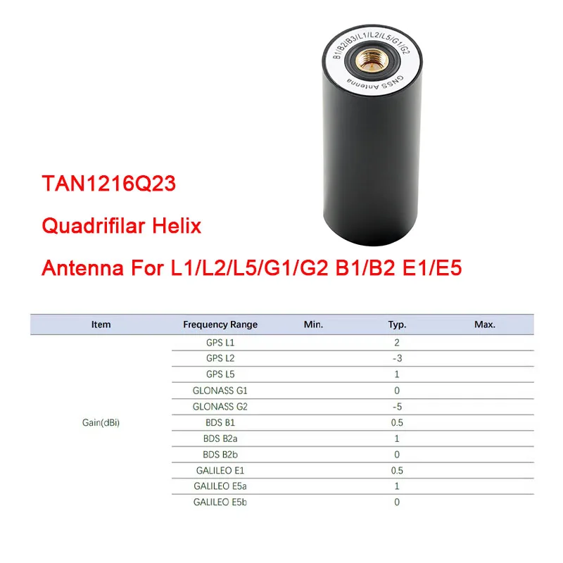 GNSS RTK Vollband B1 B2 B3 L1 L2 L5 B3i G1 G2 E1 E5 E6 Quadrifilar-Helix-Antenne für GPS Glonass BDS Hochpräzise Positionierung